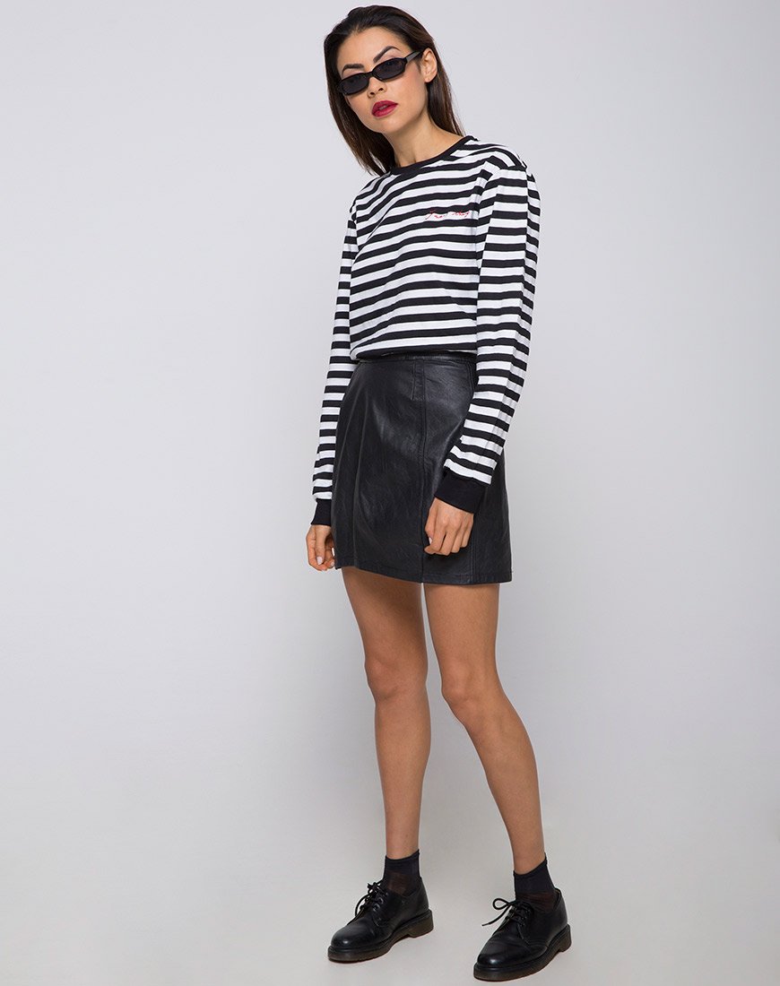 Image of Oversize Longsleeve Tee in I Want Change BW Stripe