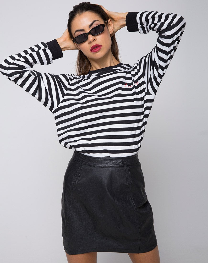 T-shirt oversize à manches longues en I Want Change BW Stripe