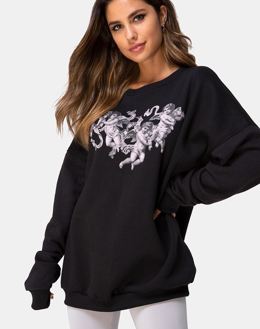 Sweatshirt en noir chérubin
