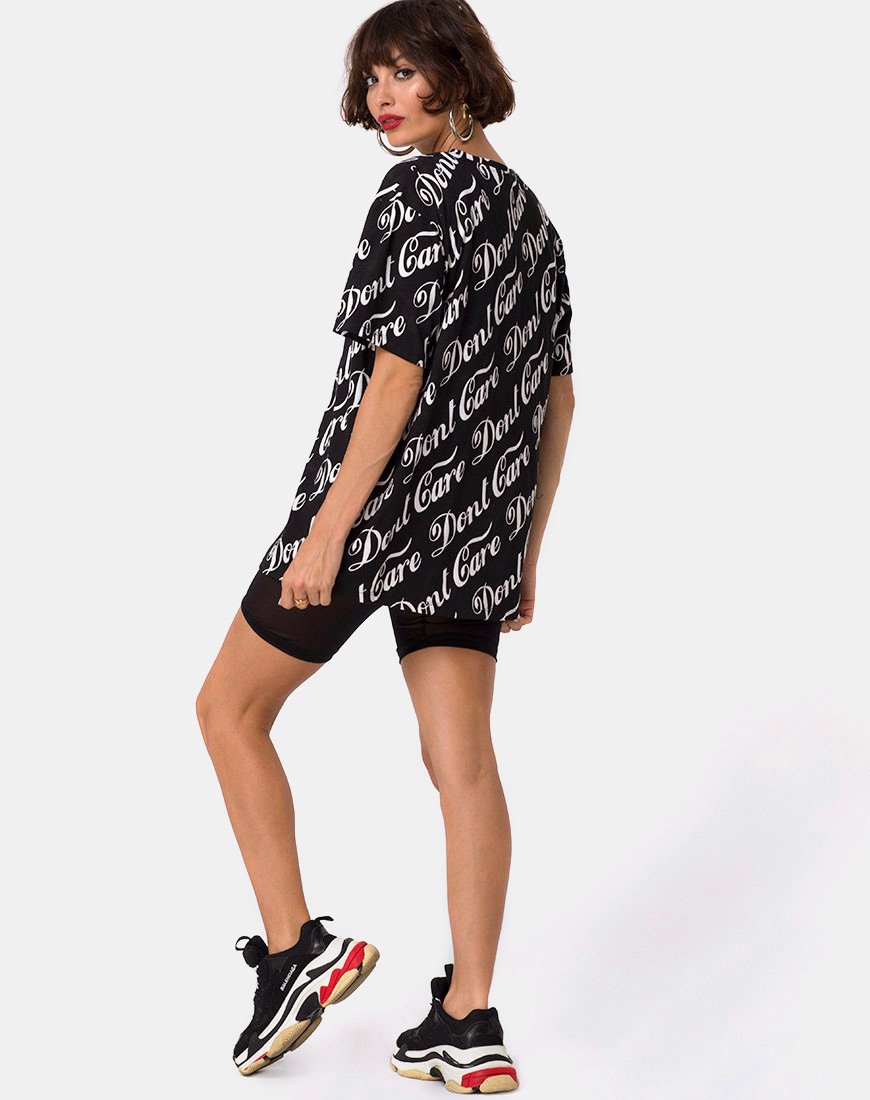 Image de Oversize Basic Tee in Black Don't Care Full Print by Mote