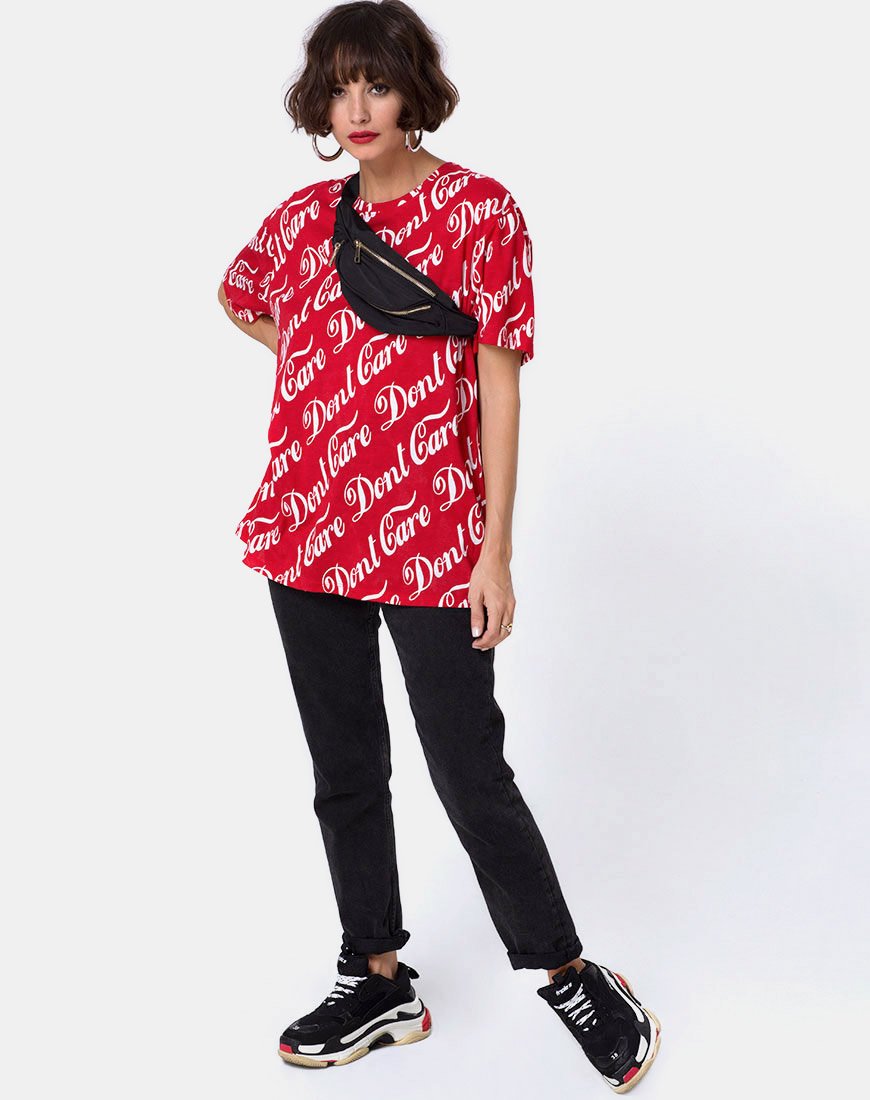 Image de Oversize Basic Tee in Red Don't Care Full Print