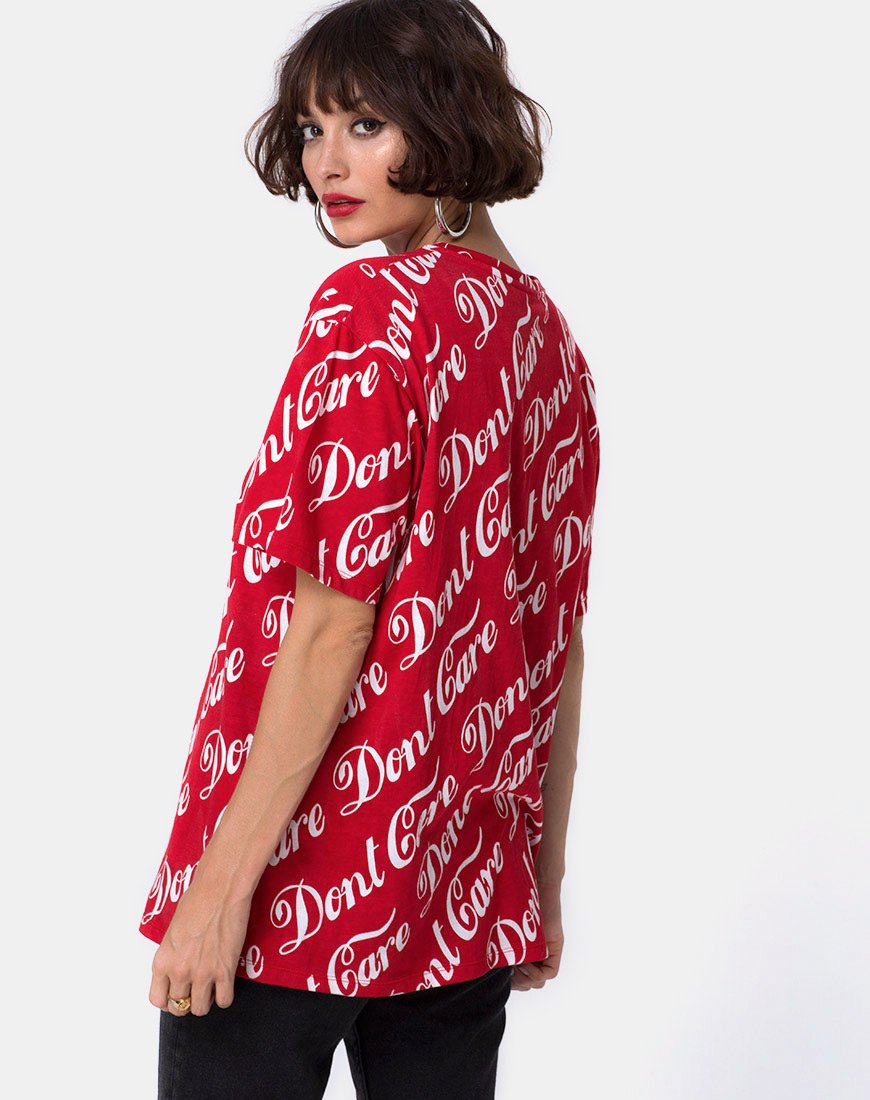 Image de Oversize Basic Tee in Red Don't Care Full Print