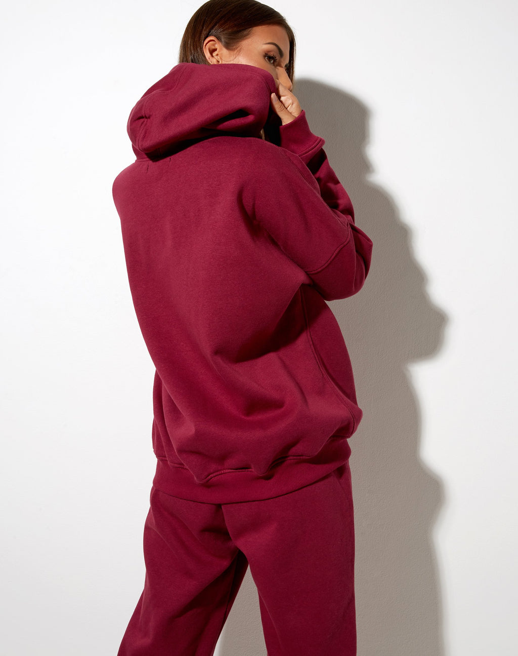 Sweat à capuche oversize avec broderie 'Angel' en bourgogne