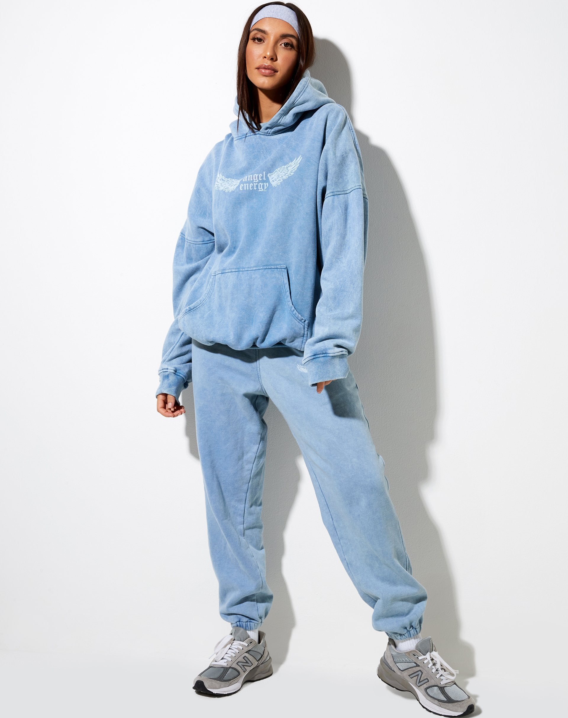 Image de Oversize Hoodie in Washed Blue Angel Energy Wings