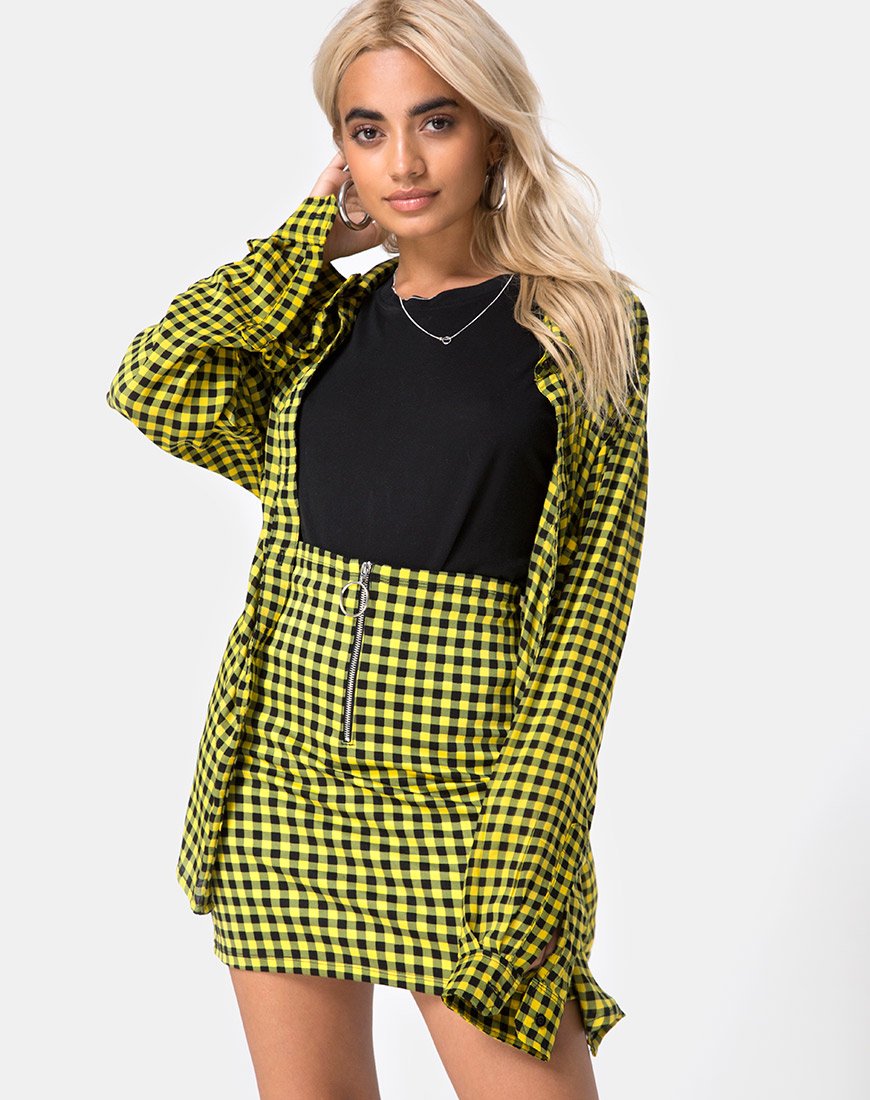 Chemise Oxford en vichy moyen jaune