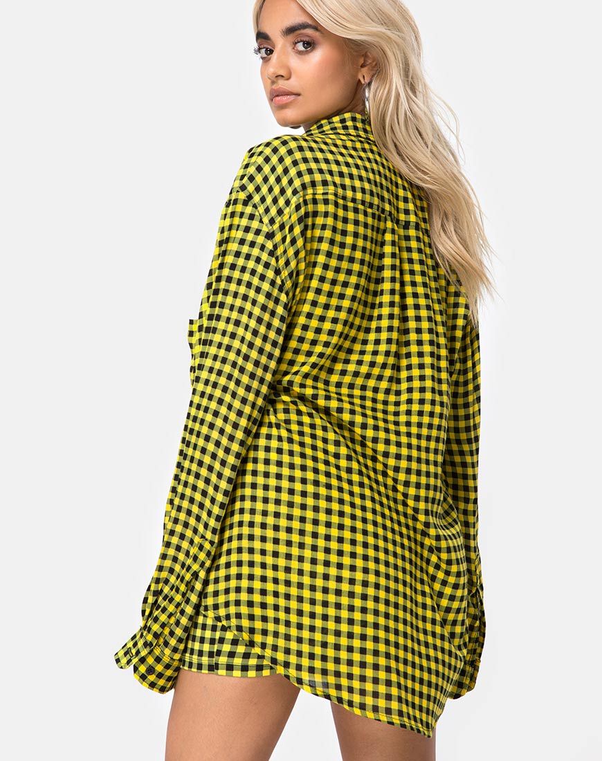 Chemise Oxford en vichy moyen jaune