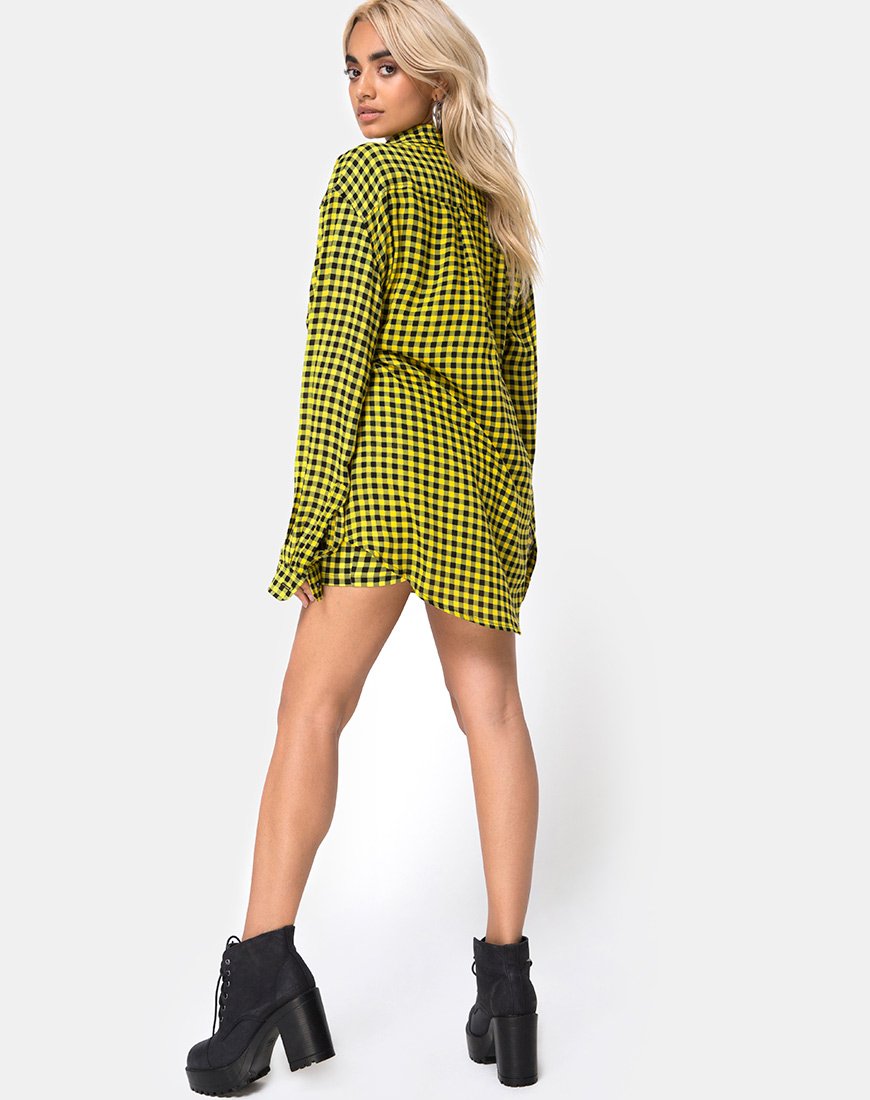 Image de la chemise Oxford en vichy moyen jaune
