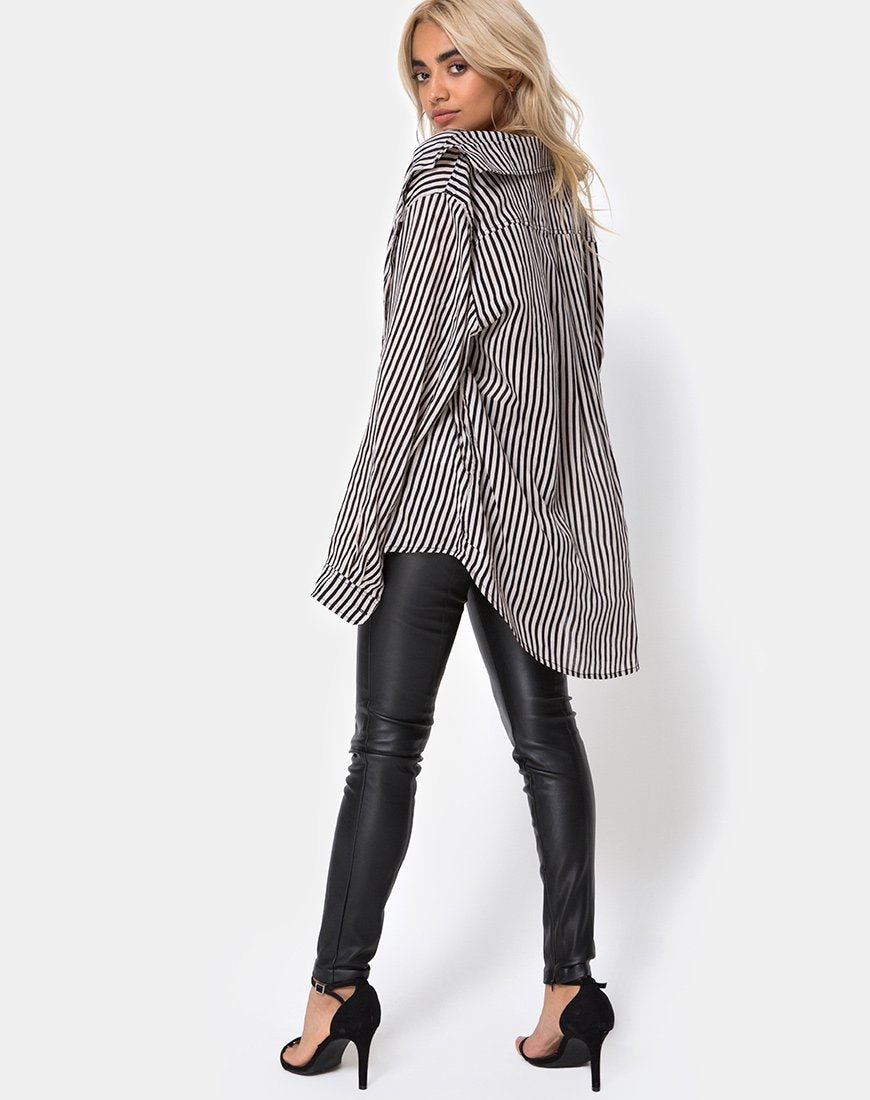 Image de la chemise Oxford en Mini Pinstripe Noir et Nude