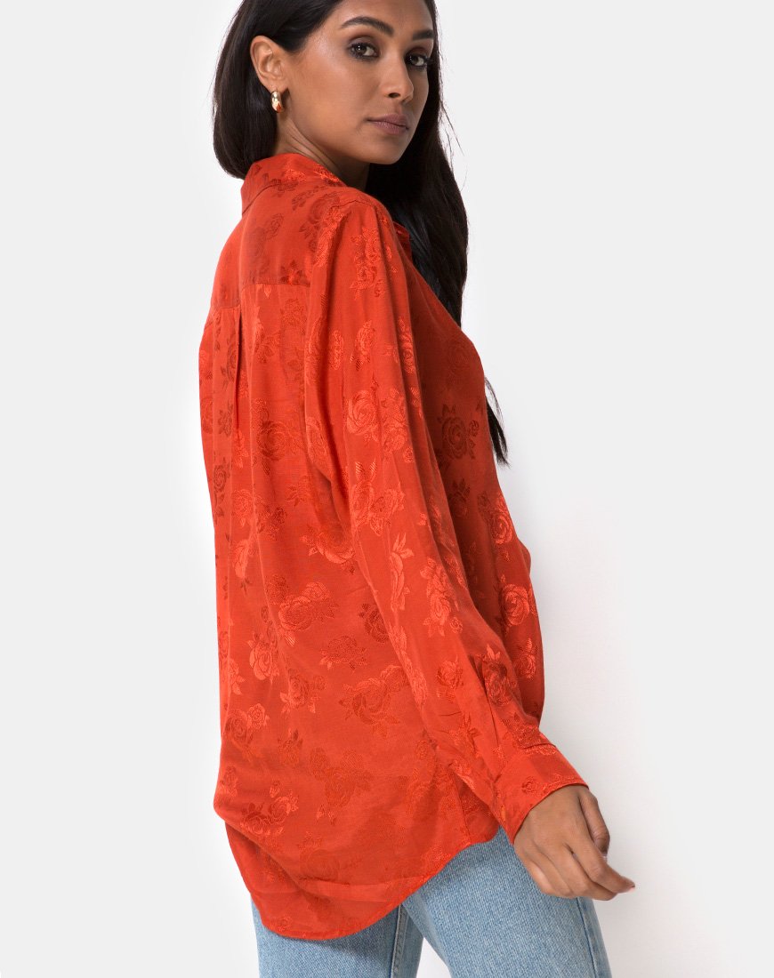 Image de la chemise Oxford en satin Rust Rose