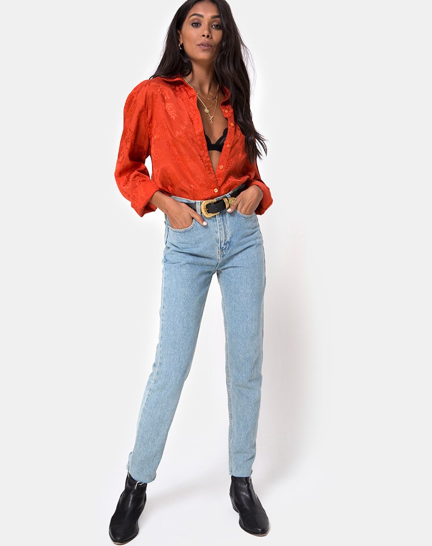 Image de la chemise Oxford en satin Rust Rose