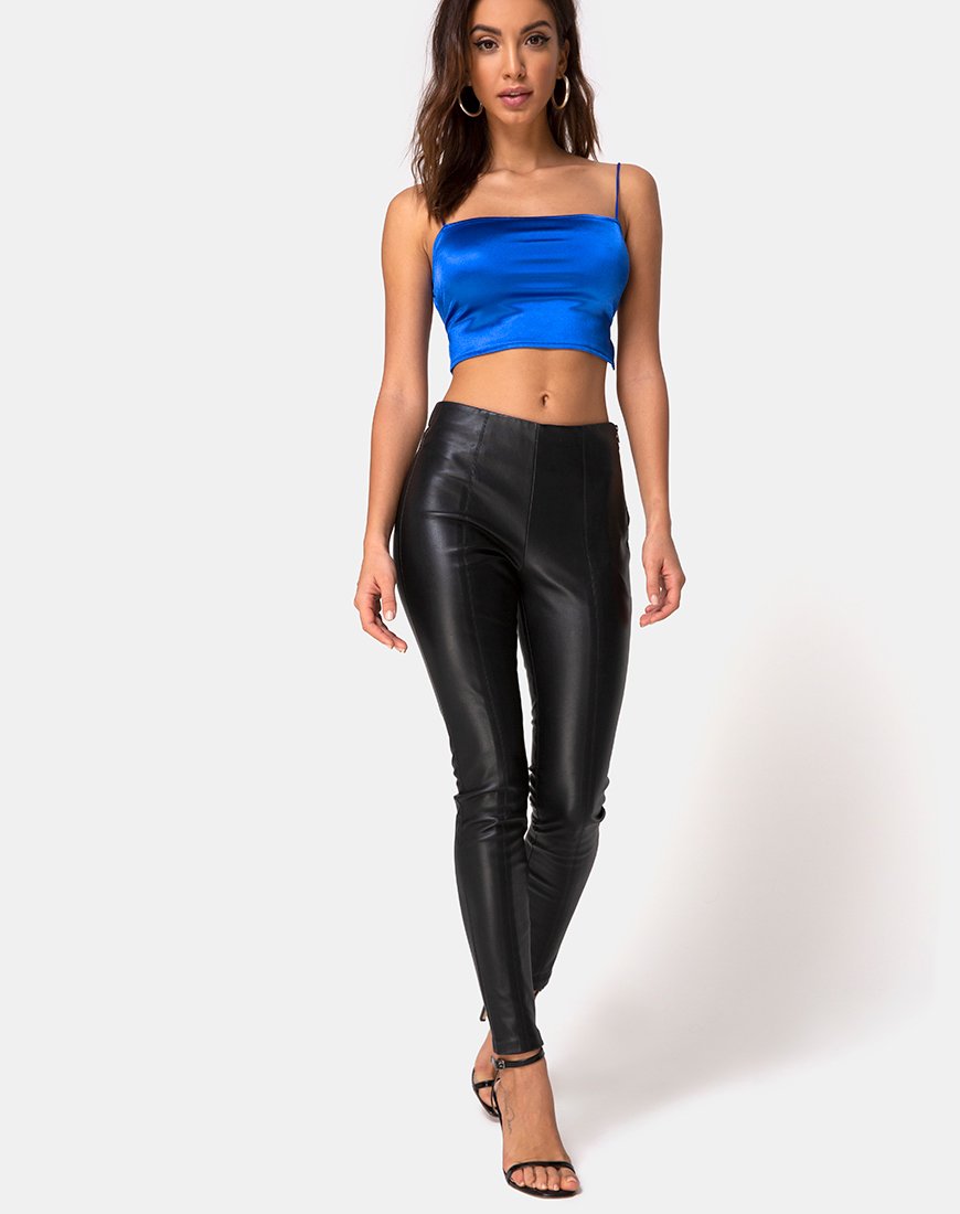 Image de Cinia Crop Top en Satin Saphire Spandex