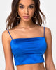 Image de Cinia Crop Top en Satin Saphire Spandex