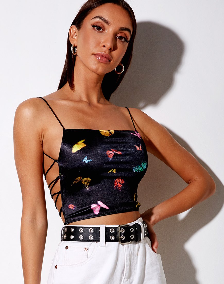 Image de Ozka Crop Top in Black Butterfly