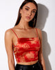 Image de Ozka Crop Top in Dragon Flower Red and Gold