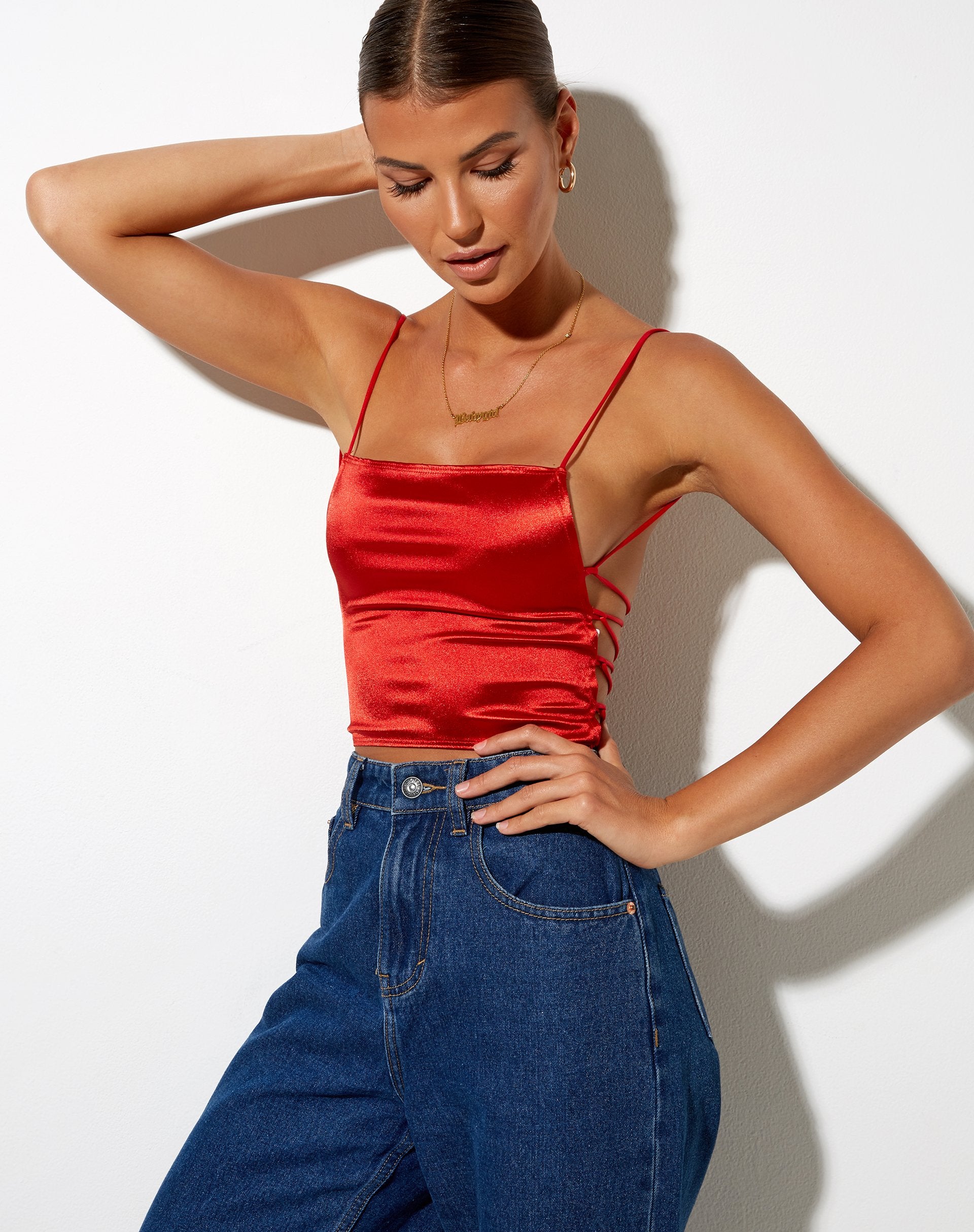 Image de Ozka Crop Top in Satin Rust