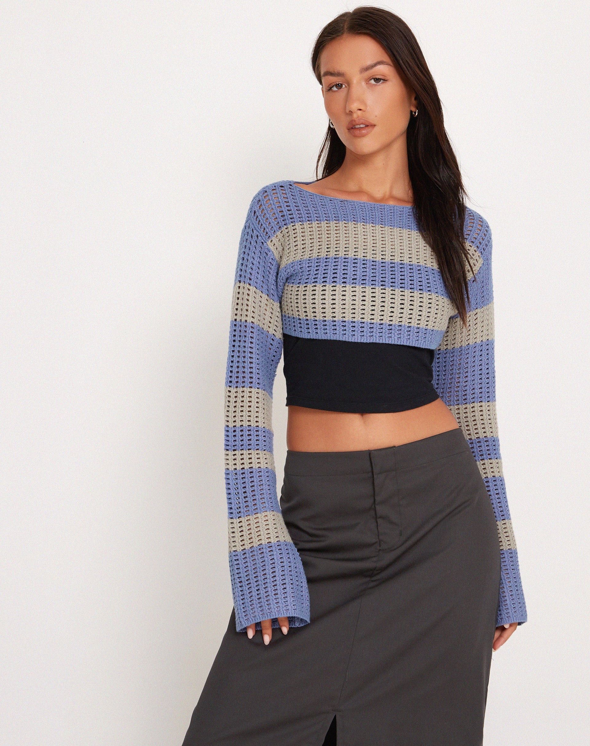 Image de Ozzy Bolero Top in Grey Blue