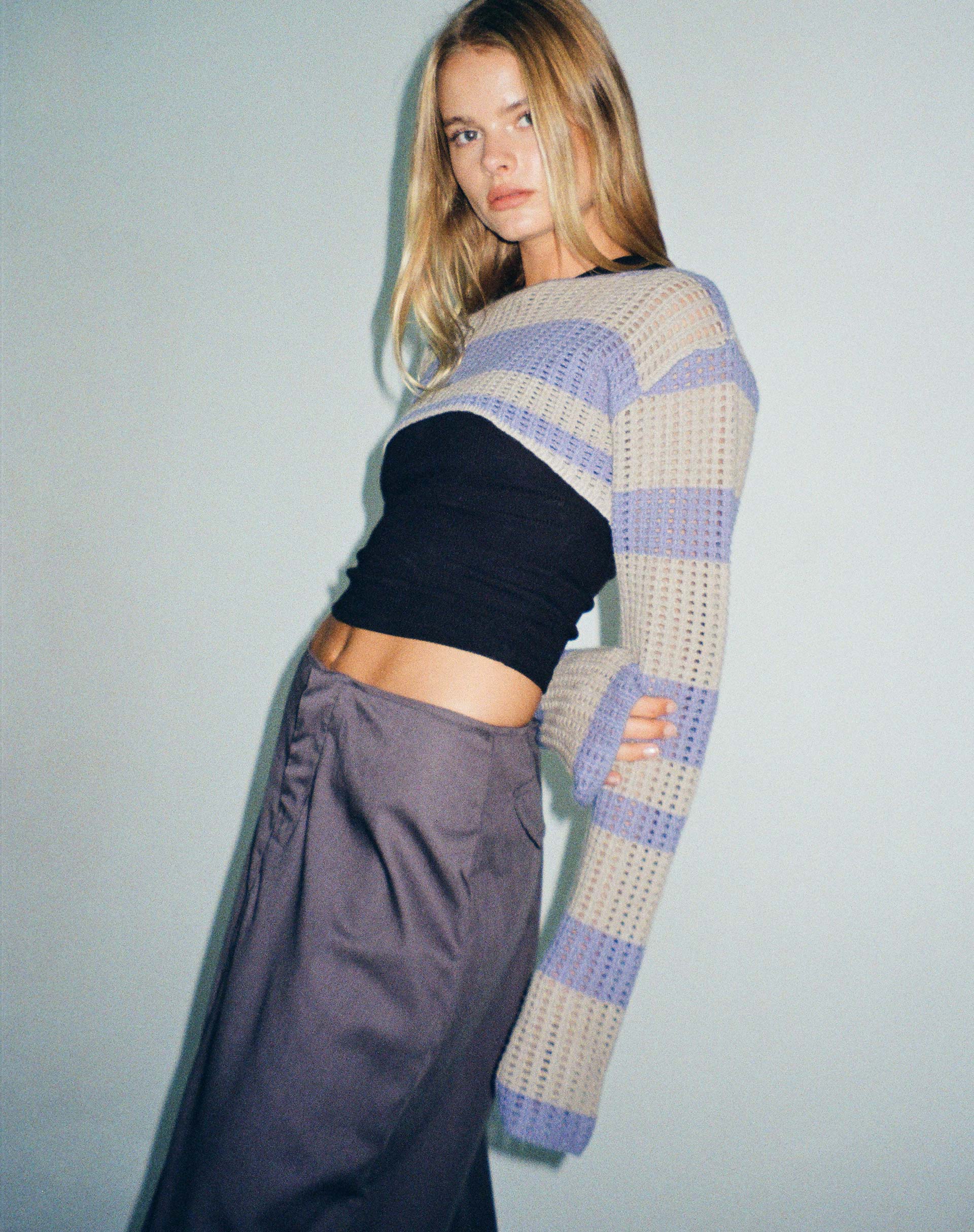 Image de Ozzy Bolero Top in Grey Blue
