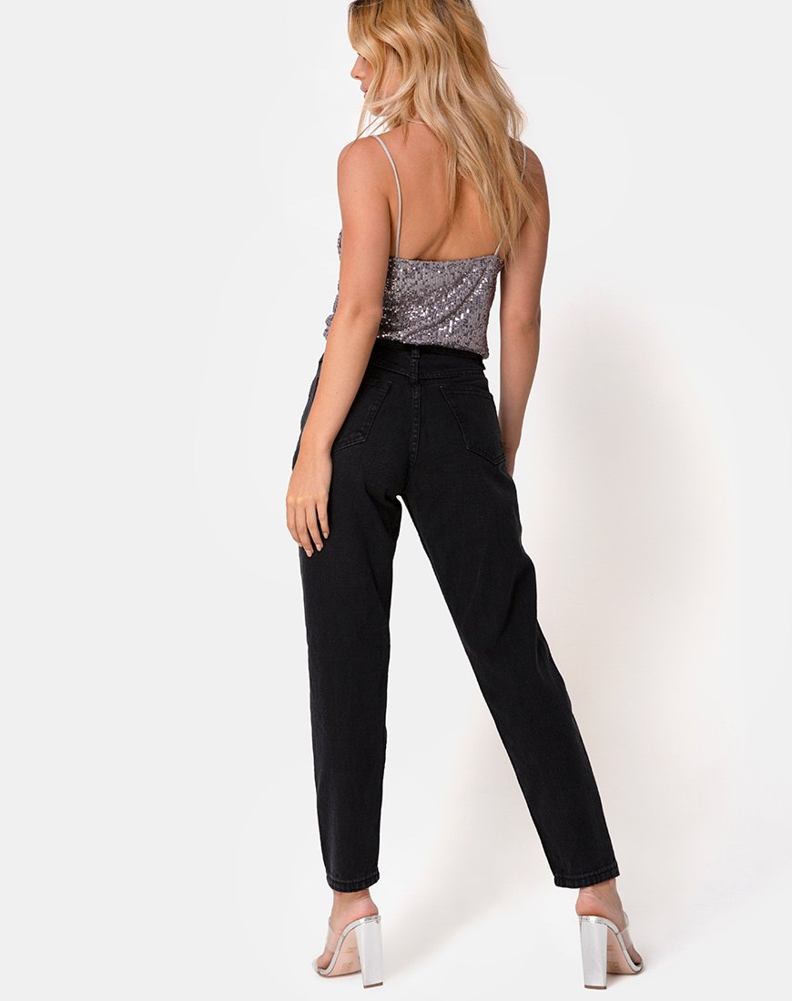 Image of Paima Strappy Top in Drape Net Sequin Silver
