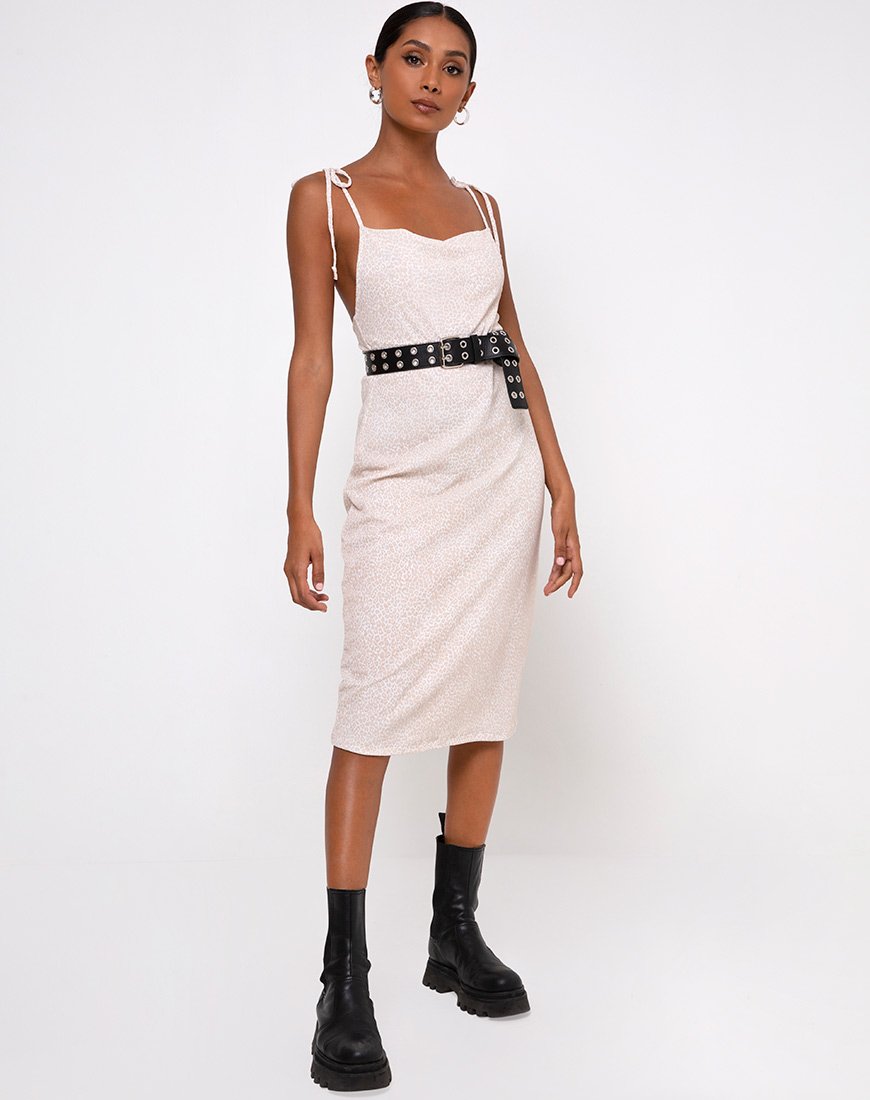 Image de Paloma Midi Dress in Flock Ditsy Leopard Taupe