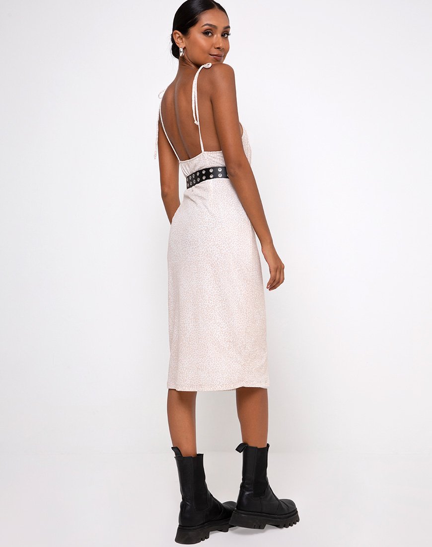 Image de Paloma Midi Dress in Flock Ditsy Leopard Taupe