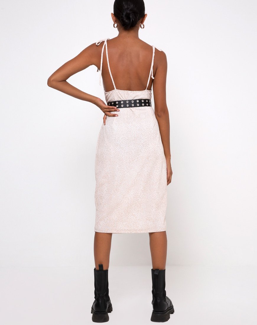 Image de Paloma Midi Dress in Flock Ditsy Leopard Taupe