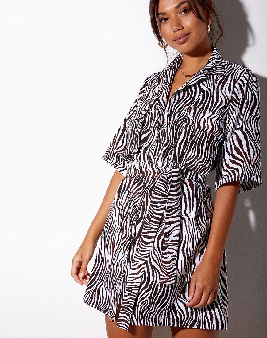Robe chemise Pamela, zèbre vertical
