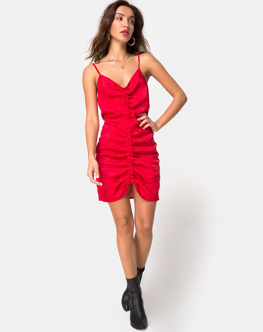 Image de la robe Panthus en satin rouge