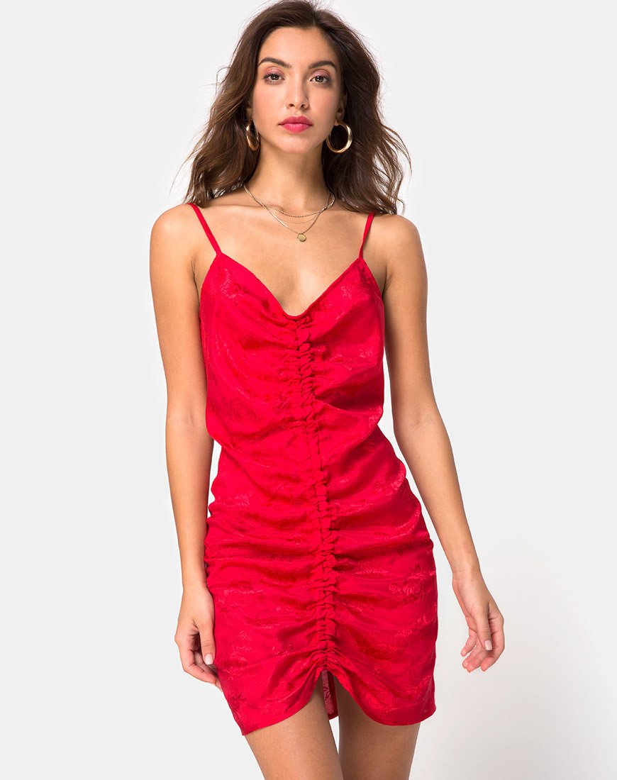 Robe Panthus en satin rouge