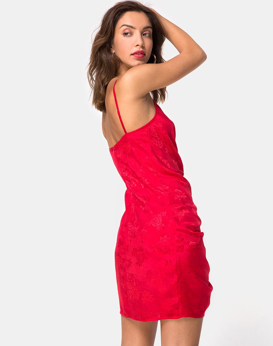 Robe Panthus en satin rouge