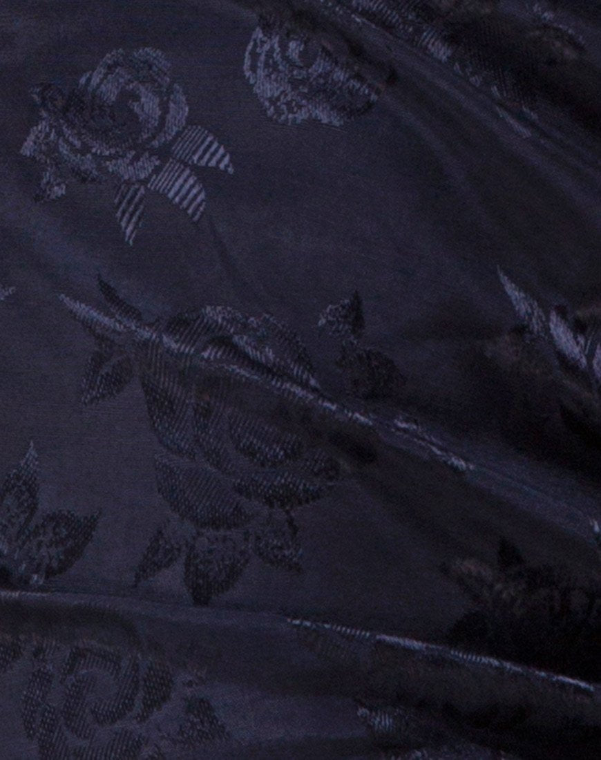 Image of Panthus Slip Dress in Navy Satin Rose