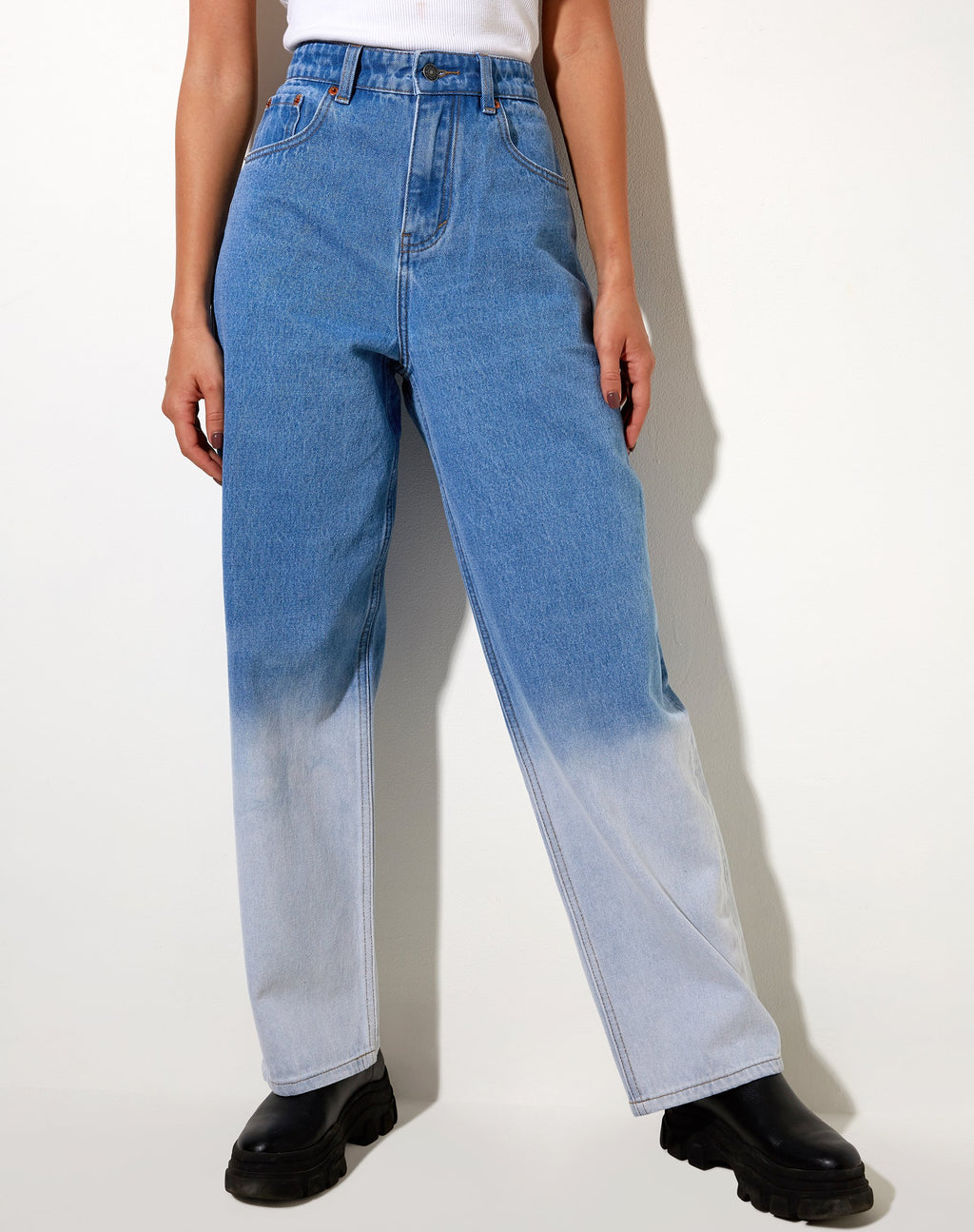 Jeans parallèles Dip Bleach en délavage super clair