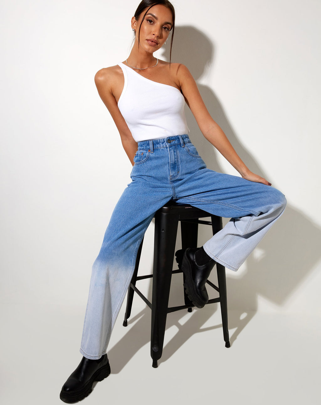 Jeans parallèles Dip Bleach en délavage super clair