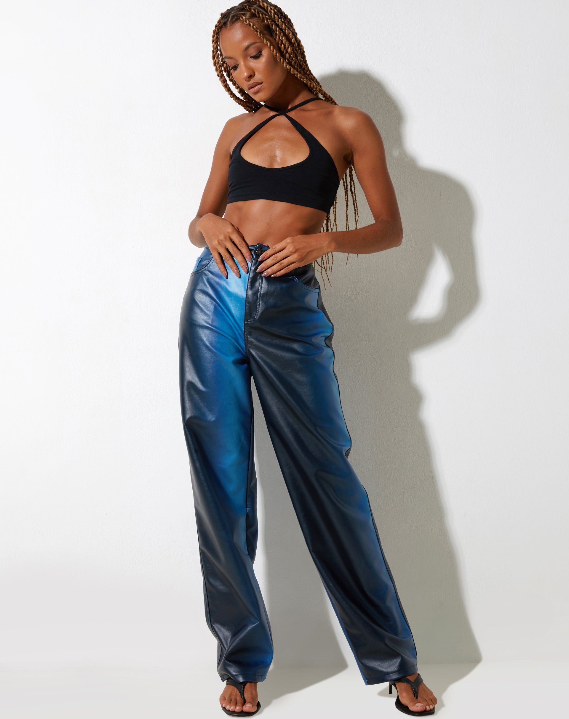 IMAGE du pantalon Parallel en PU Ombre Blue