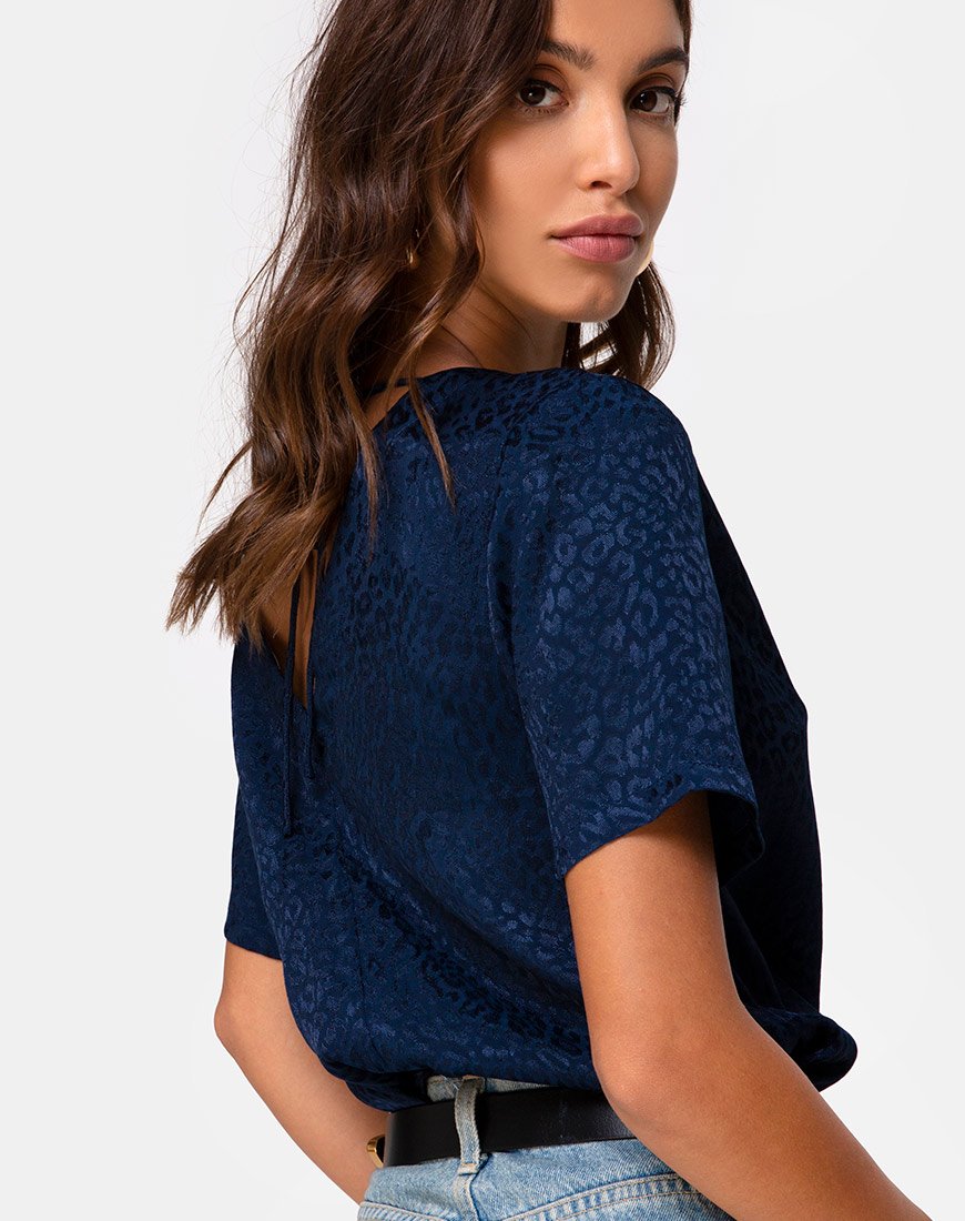 Top Parki en satin Cheetah Navy
