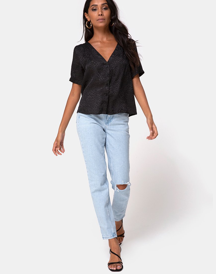 Image de Parki Top In Satin Cheetah Black