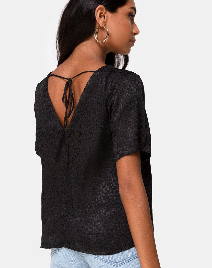 Image de Parki Top In Satin Cheetah Black