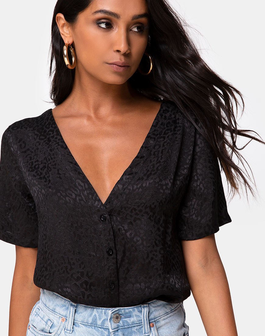 Image de Parki Top In Satin Cheetah Black