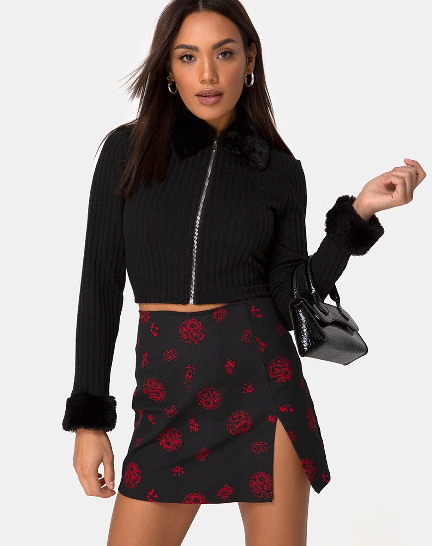 Jupe Pelmet en China Town Noir Rouge