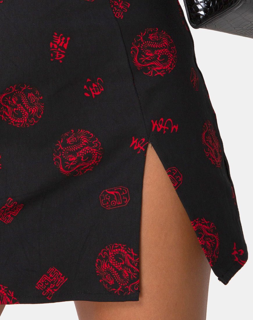 Image de la jupe Pelmet en China Town Noir Rouge