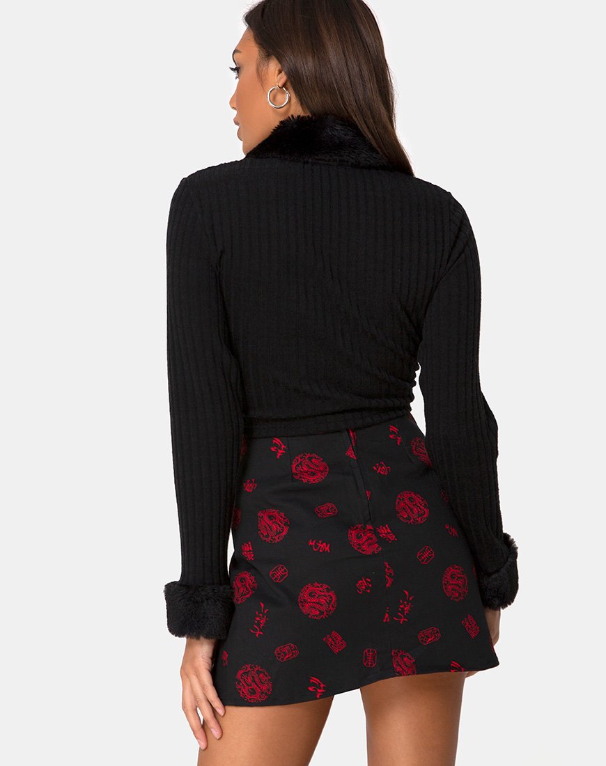 Jupe Pelmet en China Town Noir Rouge