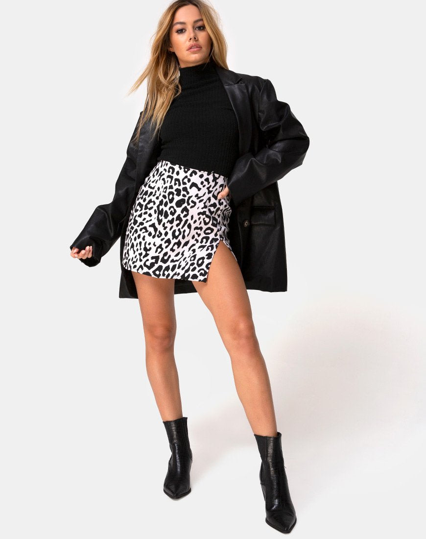 Image de la mini-jupe Pelmet en Mono Animal Grey White