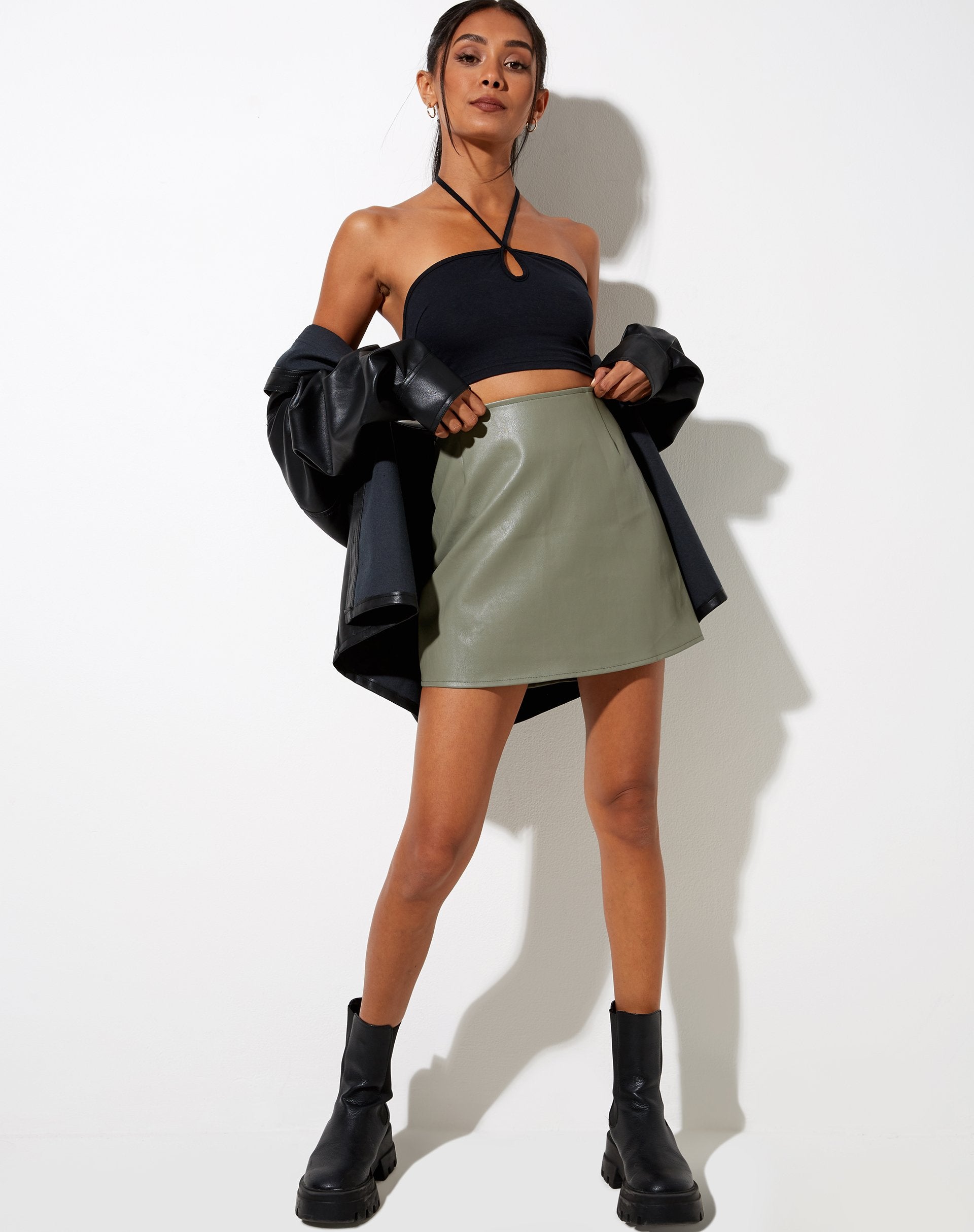 Image de la mini-jupe Pelmo en Pu Green