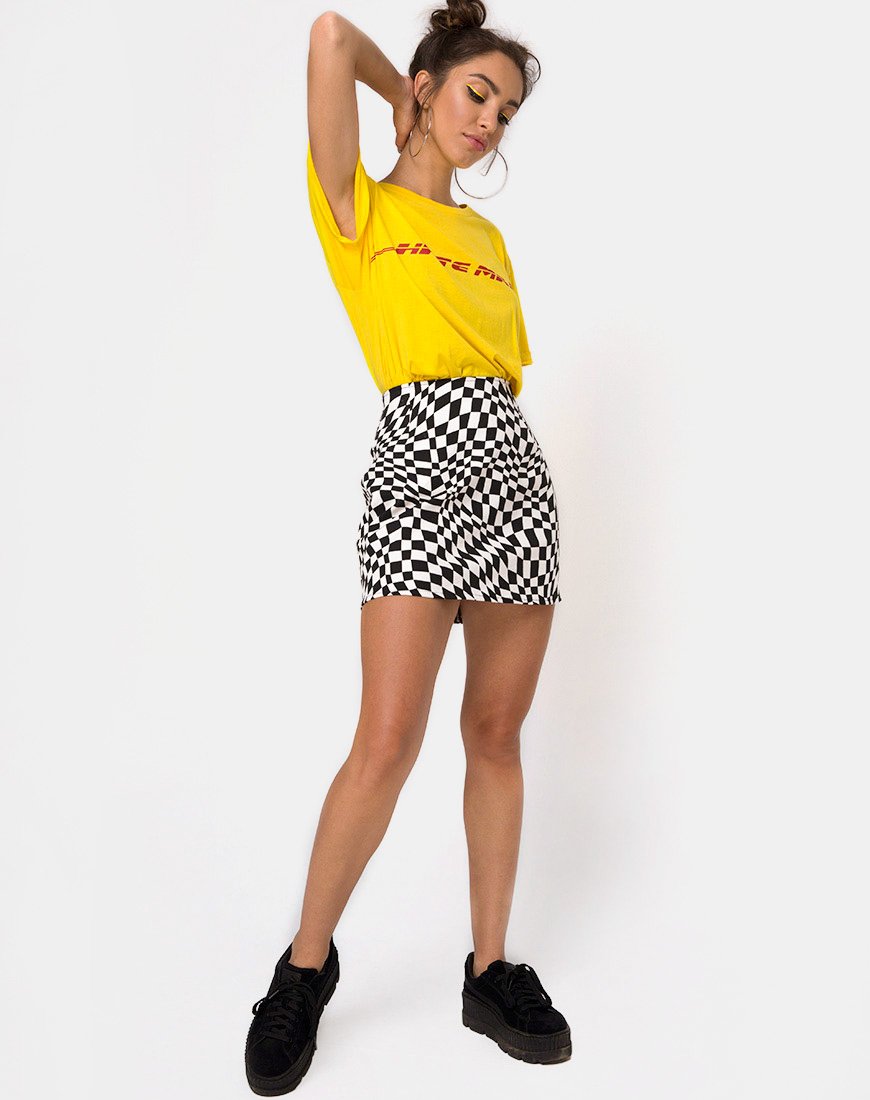 Image de la mini-jupe Pelmo à drapeau carré noir et blanc