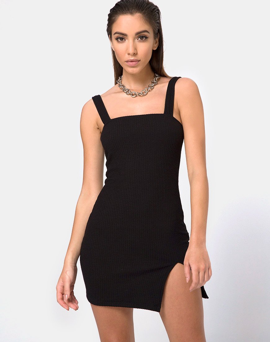Image de Pendan Bodycon Dress in Rib Black