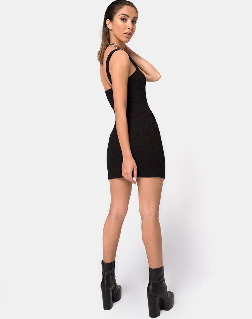 Image de Pendan Bodycon Dress in Rib Black