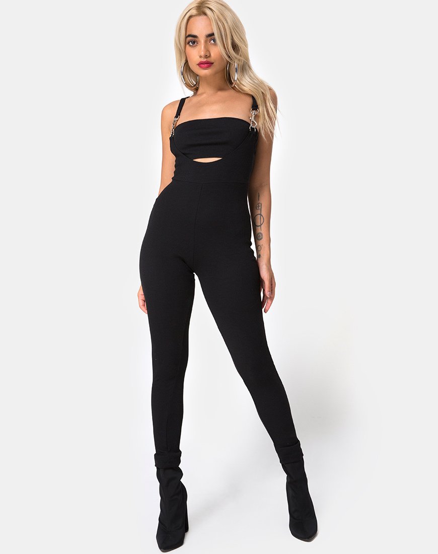 Image de Penold Unitard en noir avec crochet argenté