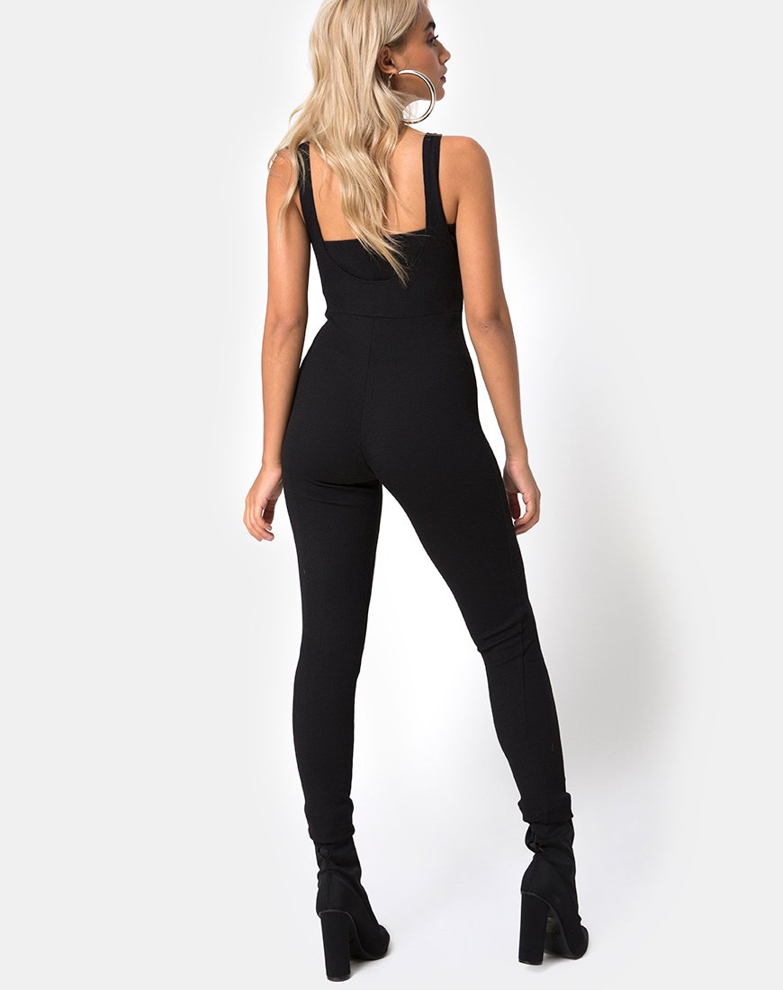Image de Penold Unitard en noir avec crochet argenté