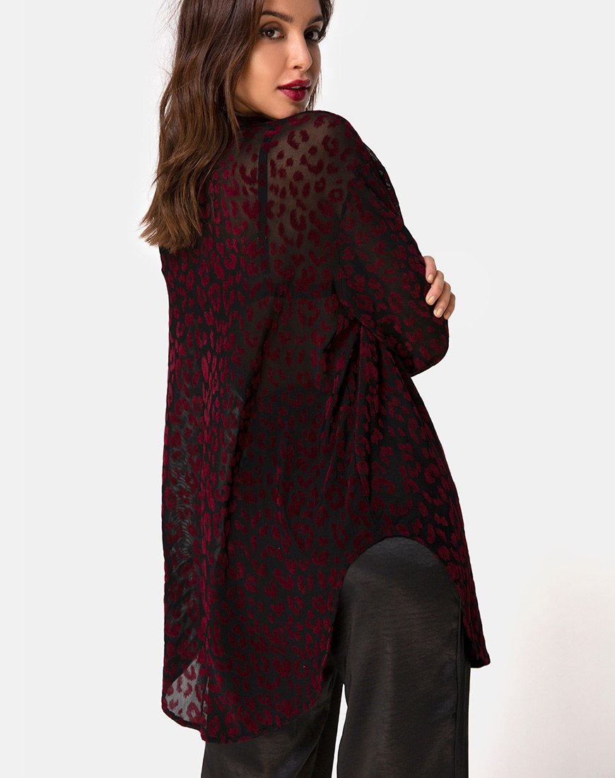 Chemise Phobe, filet floqué léopard rouge