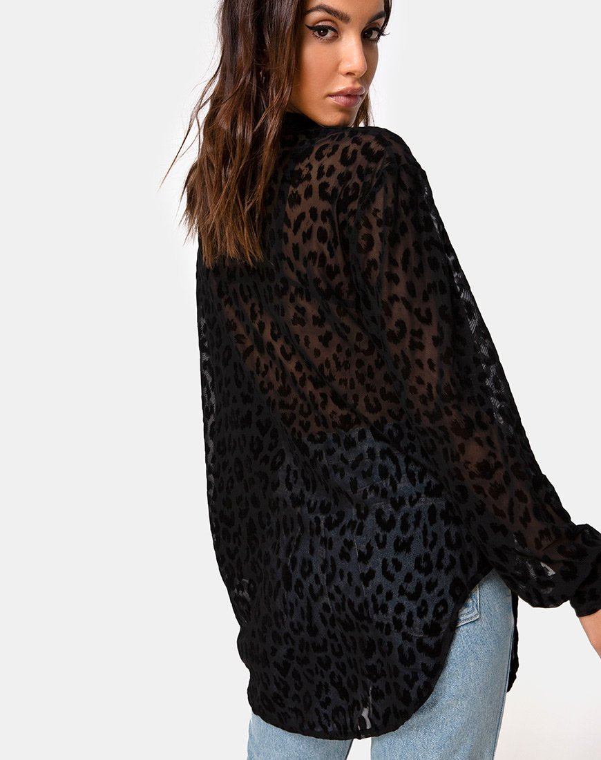 Image de Phobe Shirt in Leopard Flock Net Black