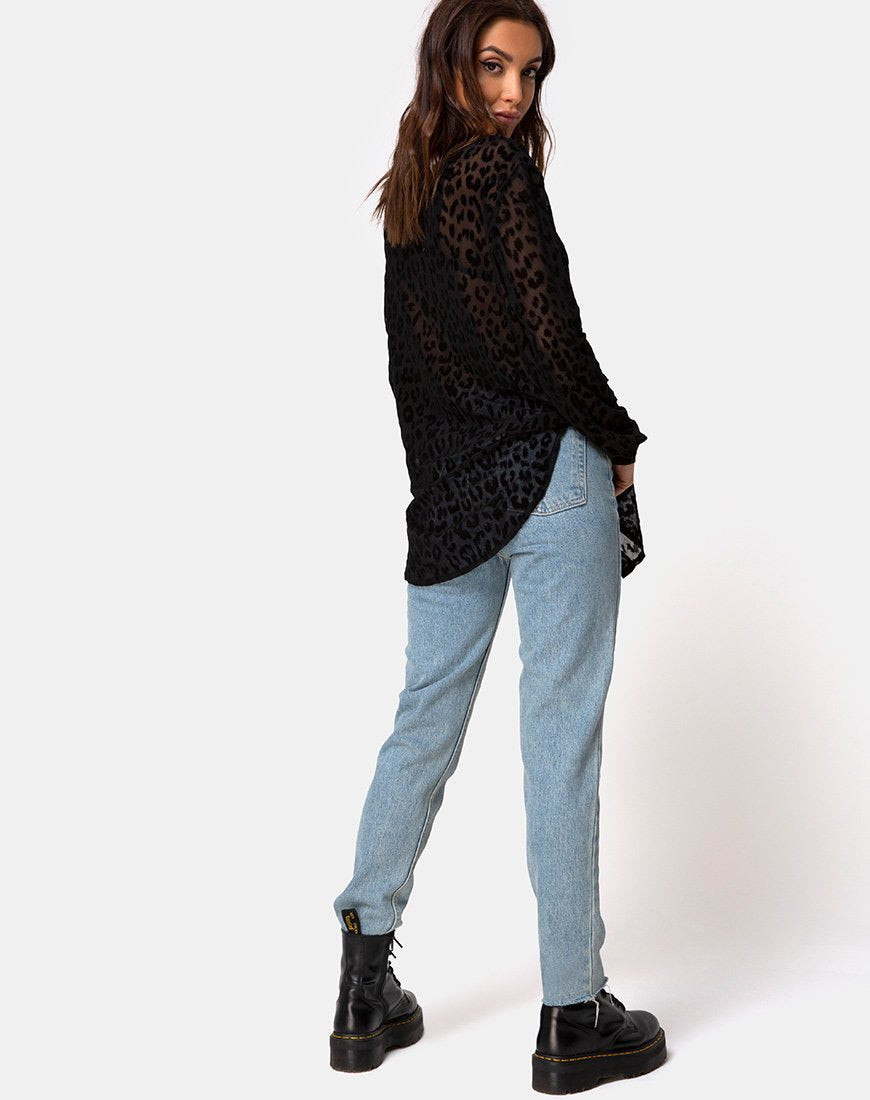 Image de Phobe Shirt in Leopard Flock Net Black